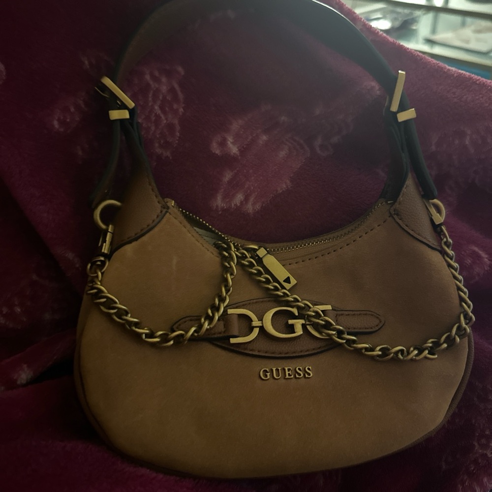 Guess Brown Shoulder Bag with Chain Details